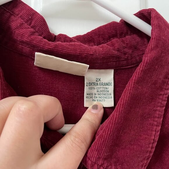 Vintage Burgundy Corduroy Button-Down Shirt - Picture 6 of 8